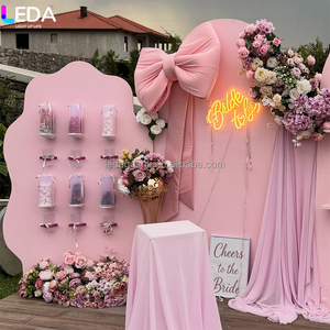 LEDA Artículos para Fiestas al Aire Libre, Set de Fondo de Acrílico Rosa, Soporte para Botellas de Champán con Forma de Encaje, Pared de Fondo para Bodas - Product Image 2