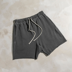 Pantalones Cortos de Algodón <span class=keywords><strong>100</strong></span>% Pesado, Estilo Urbano Vintage, Dobladillo Desgastado, Lavado Ácido para Hombre - Product Image 2