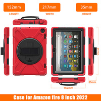 Étui robuste pour tablette en silicone épais pour enfants pour Amazon Kindle Fire HD 8 2022 Housse antichoc avec bandoulière à la main