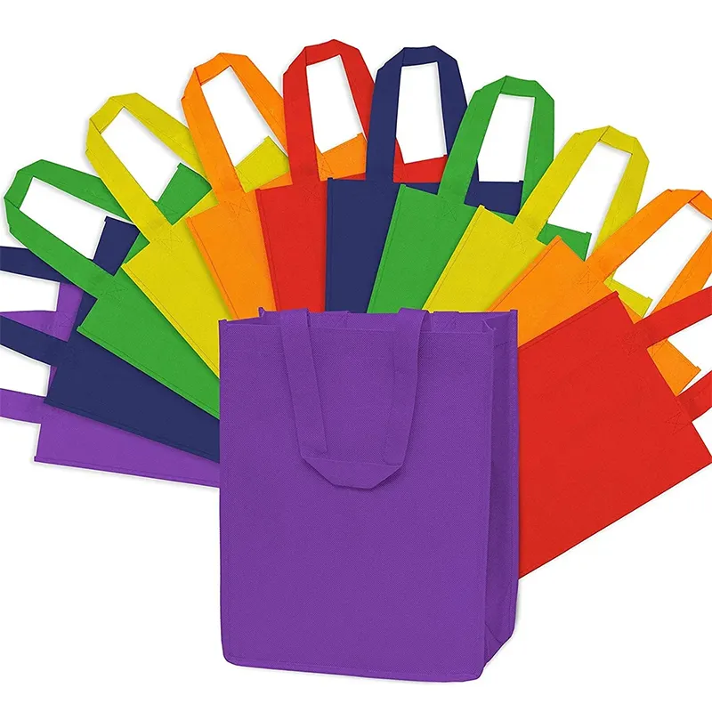 Özelleştirilmiş kullanımlık tote alışveriş çantası geri dönüşümlü eko dokuma olmayan çanta logo ile