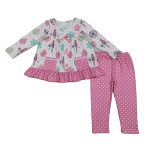 En stock, ensemble de vêtements pour filles avec broderie de canard, rayures bleues, pantalon rose, vente en gros, boutique pour tout-petits, nouvelles tenues tendance, vêtements pour bébés - Product Image 6