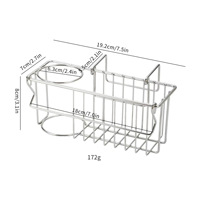 Panier d'évier de cuisine en acier inoxydable 304 pour fabricants, support de rangement mobile sur pied avec crochet pour éponge à récurer, vente en gros