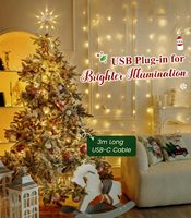 Vintage Moderne LED-Sternspitze mit USB-Stecker und Fernbedienung, Weihnachtsbeleuchtungs-Ornament in Champagner-Gold zur Dekoration