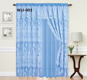 <span class=keywords><strong>Rideaux</strong></span> en tulle à œillets, élégants, brodés, à <span class=keywords><strong>double</strong></span> couche, motif floral, avec cantonnière, occultants, 100 % polyester, toutes saisons, style américain - Product Image 4