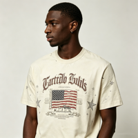 T-shirt personnalisé Kornit DTG à motif étoile et drapeau, fabricant OEM, coton respirant, vêtement décontracté