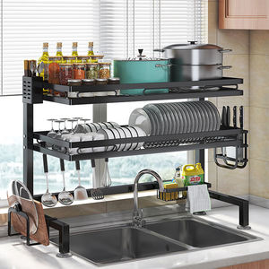 Réglable 2 Niveaux Sur Acier Inoxydable Égouttoir Évier Rack <span class=keywords><strong>Plaque</strong></span> <span class=keywords><strong>De</strong></span> Stockage Titulaire Étagère Organisateur Séchage Cuisine Vaisselle Rack - Product Image 5