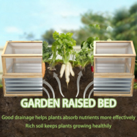 Grand kit de potager surélevé en bois naturel et métal galvanisé 122x60x82cm avec couvercle en polycarbonate, montage facile, pour plantes grimpantes