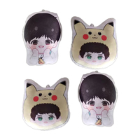 Porte-clés en peluche personnalisé avec son, en forme de personnage de dessin animé, en tissu, avec rembourrage en coton PP