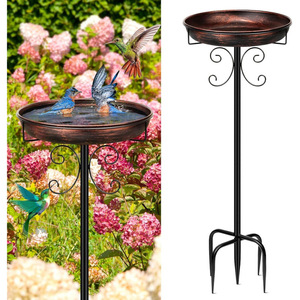 Baignoire pour oiseaux en métal de 35 pouces, style rétro, autoportante, avec mangeoire pour oiseaux, pour la décoration de jardin et de pelouse en extérieur - Product Image 1