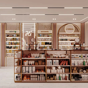 Stand de vente au détail personnalisable pour les cosmétiques |   Meubles modernes pour magasin de maquillage et design de meuble à maquillage en bois - Product Image 1