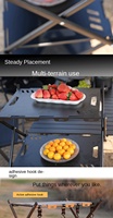 Table de rangement pliable portable en acier au carbone pour extérieur, plage, camping, tactique, avec étagère à fruits, imperméable et antirouille