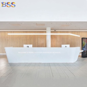Mesa de escritorio de diseño médico, nuevo Logo personalizado en forma de U, acrílico, superficie sólida, color blanco brillante, para médicos y oficinas - Product Image 2