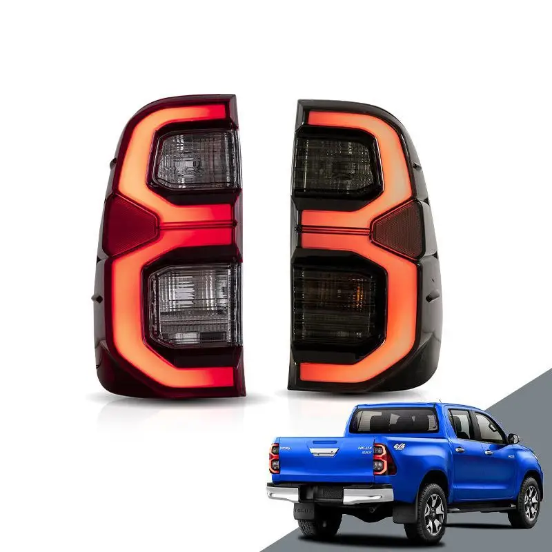 Lampu Belakang Mobil, Lampu Belakang Mobil Kabut Rem, Lampu Belakang Belakang, Rakitan untuk Toyota Hilux Revo LED, Lampu Sein Dinamis, 2015-2020