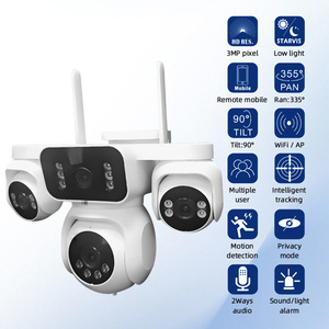 自動追跡8MP 4チャンネルバッテリーカメラ多眼Ip 4G Aovネットワークカメラ4レンズソーラーカメラ屋外用 - Product Image 2