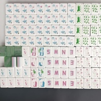 Ensemble de Mahjong en Acrylique Gravé de Luxe, Tuiles de Mahjong Américaines Vertes pour les Rassemblements de Mahjong du Week-end