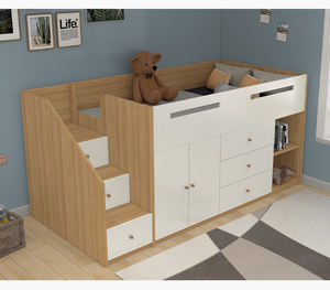 Современная детская кровать, детская двухъярусная кровать с шкафом, ящиками для хранения, набор детской мебели - Product Image 2