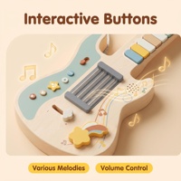Guitare en bois pour enfants avec chansons rock intégrées, rétroaction lumineuse, expérience de jeu réaliste pour les tout-petits, éveil musical précoce