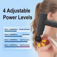 Pistolet de massage électrique professionnel à 4 têtes détachable et portable pour les tissus profonds, avec poignée d'extension fasciale
