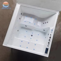 Bak Mandi Akrilik Persegi Berdiri Sendiri dengan Air Whirlpool, Air Terjun, Kontrol Komputer, Spa Dalam Ruangan