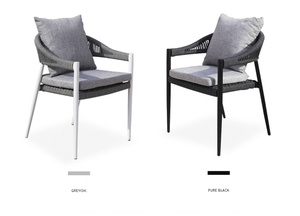 Outdoor Cafe <strong>Chair</strong> Garden Furniture Stackable Metal Aluminum Rattan Dining Arm <strong>Chair</strong> With Cushion - Product Image 5