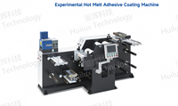 Machine compacte multifonctionnelle de type mini pour le revêtement et le laminage de matériaux étroits, avec application de colle thermofusible et étiquettes autocollantes, pour laboratoires