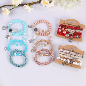 Vintage Boho Schmuck Acryl Perlen Schmetterling Elefant Mode Charm Armband mit Anhängern für Mädchen - Product Image 3