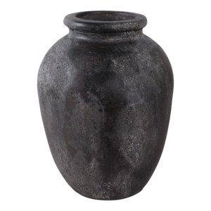 Vaso classico in terracotta testurizzato, profilo arrotondato, finitura macchiettata, per soggiorno e decorazioni per la casa - Product Image 1