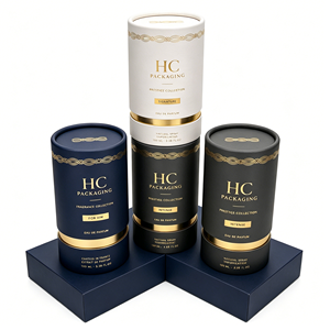 Boîte ronde en carton rigide de luxe pour emballage cadeau de parfum haut de gamme, logo en feuille d'or, impression personnalisée, usine OEM - Product Image 2