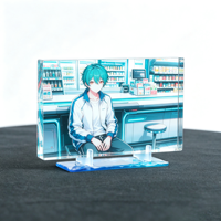 Support de présentation en cube acrylique horizontal épais en plastique dégradé, ornement de table sportif et de dessin animé, cadeau pour étudiant à faible MOQ