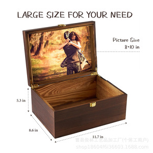 Boîte à bijoux en bois rectangulaire, couleur rétro, boîte de rangement de bureau pour la maison, table de maquillage, rangement de cosmétiques - Product Image 3