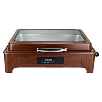 Chauffe-Plats Électrique Rectangulaire de Luxe 9L pour Hôtels, Motif Bois, Haute Qualité, pour Traiteur