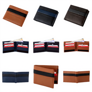 Cartera Delgada de Cuero Vacuno Genuino para Hombre, Marca BS INTERNATIONAL, con Bordado Personalizable, Impermeable y con Cierre Abierto - Product Image 1