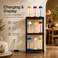 Lampe de table rechargeable avec base de charge sans fil, commande tactile, 3 températures de couleur, LED dimmable, lampe de chevet en métal pour hôtel