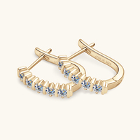 Pendientes al por mayor, nuevos, con diamantes cultivados en laboratorio, moissanita, plata de ley S925, pendientes de aro en forma de U personalizados para mujer