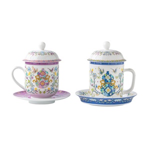 Tasse à thé en céramique de Jingdezhen avec couvercle et soucoupe, idéale pour les réunions de bureau, tasse à eau nationale, tasse à thé domestique avec infuseur, parfaite pour les cadeaux - Product Image 5