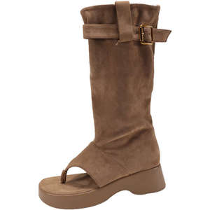 Pantalones cortos de mezclilla estilo western para mujer, con clip en la pierna, a la moda, novedad 2025, con suela gruesa y aumento de altura, Maillard Toe26 - Product Image 5