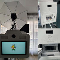 Tripod LCD 21,5 Inci 1080P untuk Photo Booth, Tripod yang Dapat Disesuaikan Ketinggiannya dan Dua Lampu Isi Ulang dengan Kecerahan yang Dapat Disesuaikan, Photobooth Layar Sentuh