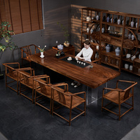 Table à thé monobloc en bois massif de noyer, design intégré de style Zen, nouveau style chinois, grande dalle, pour bureau et salon de thé, pour la préparation du thé