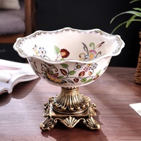 Assiettes de fruits en céramique vintage française européenne panier de luxe en porcelaine bleue et blanche décorative pour la maison ameublement de Table plateau haut