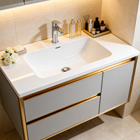 Lavabo de salle de bain intégré en SMC de 39,4'' résistant à l'humidité et à la moisissure, évier de vanité domestique approfondi et anti-casse