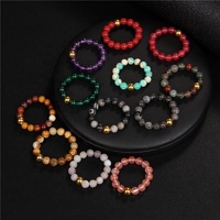 Bague en perles de pierre naturelle ajustable et élastique de 4mm en améthyste colorée faite à la main