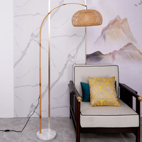 Lampe de sol moderne en bambou avec abat-jour en papier, LED, culot E26, hauteur réglable, intensité variable, CRI 90 Ra90, lumière blanc chaud doux, usage résidentiel
