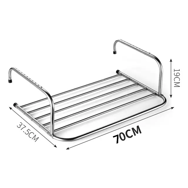 Đa Chức Năng Khô Giày Giá Thép Không Gỉ Ban Công Cửa Sổ Quần Áo Khô Giá Gấp Móc Cho Quần Áo