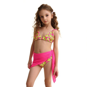 Ensemble bikini imprimé sourire pour enfants HDJ avec jupe enveloppante, taille 3/4 5/6 7/8 9/10 11/12, maillot de bain pour filles - Product Image 4