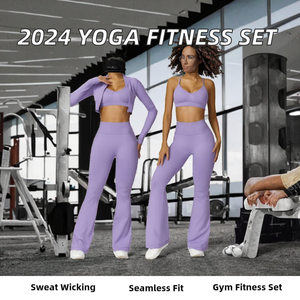 Leggings grande taille 2024, soutien-gorge de sport, vêtements de yoga, pantalons de sport, tenue d'entraînement, crop top pour femme, vêtements de sport ajustés, sans couture, séchage rapide, extensibles dans quatre directions - Product Image 2