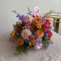 Boule de fleurs artificielles personnalisée PPS, rose, orange, colorée, arrangement floral pour la décoration de table de mariage ou d'événement