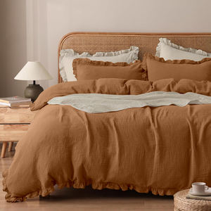 Öko-Tex Zertifiziert 100% Baumwolle Bettwäsche Gekräuselter Rand 200TC 2-teiliges Set 135x200cm Musselin Bettwäsche Super Weich Atmungsaktiv - Product Image 4