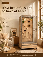 Volière panoramique en verre trempé pour perroquets, en acier inoxydable 304, avec roues arrière en bois, pour intérieur – Meilleures ventes