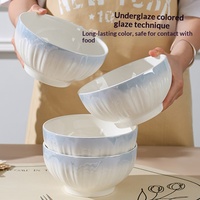 Ensemble de bols modernes minimalistes bleu dégradé, bols à soupe et à riz, vaisselle simple, passe au micro-ondes, céramique résistante aux hautes températures