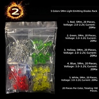 Kit de composants méga de 1500 pièces de 7 types, diodes électroluminescentes de 3/5 mm, condensateurs électrolytiques à disque en céramique, résistances à film métallique
